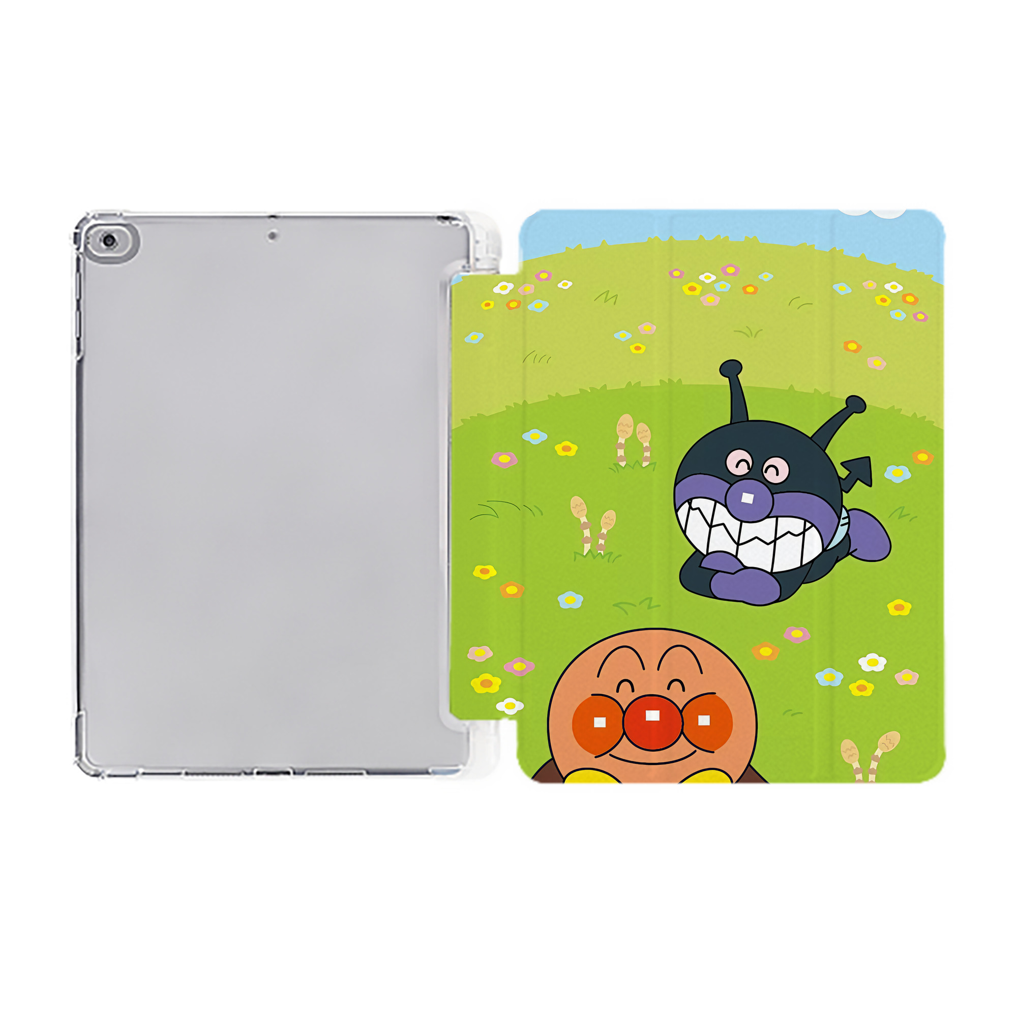 （画像用） アンパンマン Anpanman IPad ケース ペン収納付き 三つ折りスタンド PUレザー×シリコン 対応機種9.5/10.5/10.9インチ